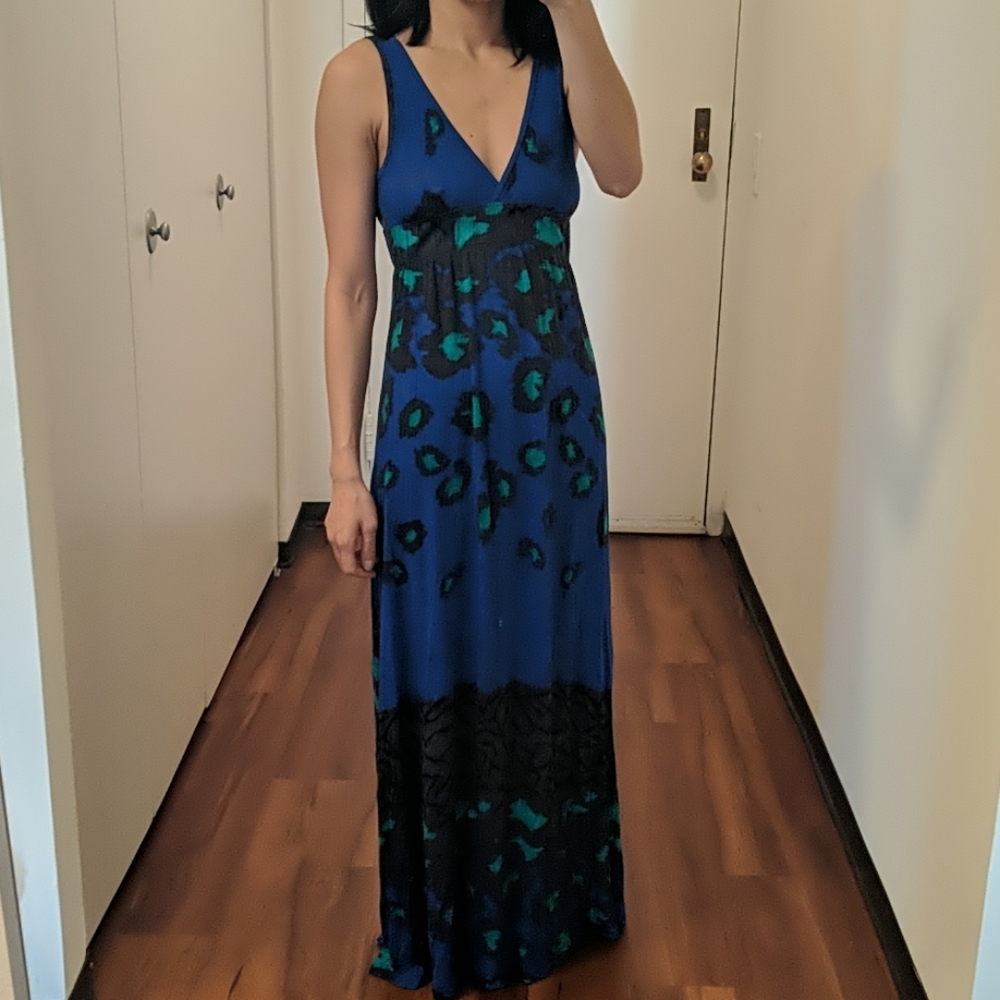 Blue/black Forever 21 v-neck maxi dress